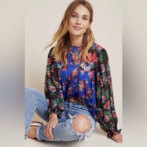 Anthropologie Bl-nk Miranda Peasant Blouse Size Small